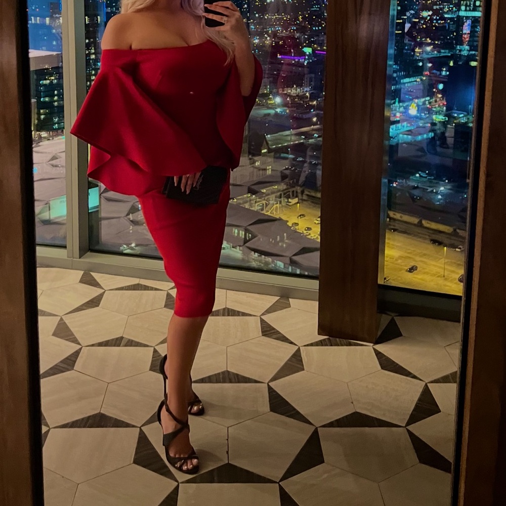 Elegant Red Off-Shoulder Dress